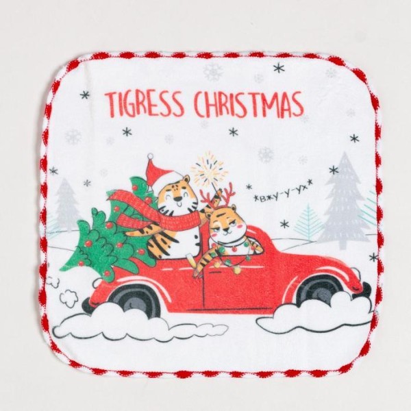 Новогодняя салфетка для уборки "Tigress Christmas", 20х20 см, п/э