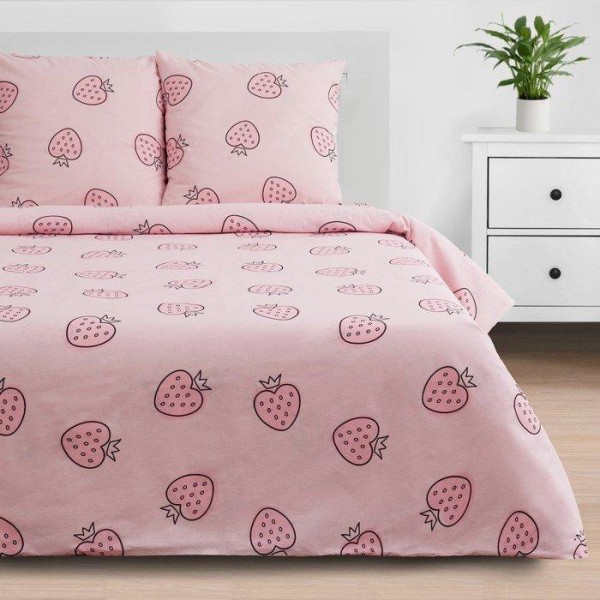 Постельное бельё «Этель» 2 сп Pink strawberry 175*215 см, 200*220 см, 70*70 см - 2 шт