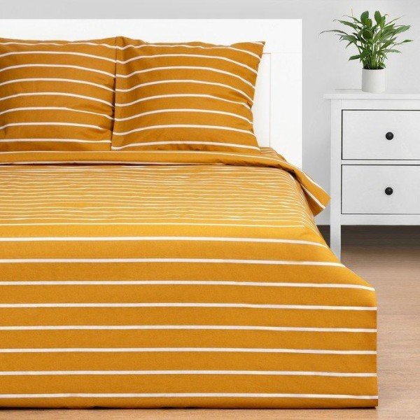 Постельное бельё Этель Евро Mustard stripes 200х217см, 220х240см, 70х70см-2 шт, 100% хлопок,поплин