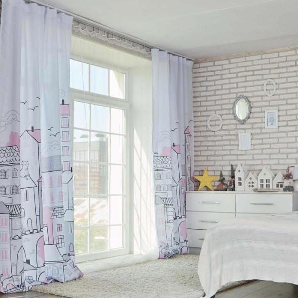 Комплект штор "Этель" Sweet home rose 145*260 см-2 шт, 100% п/э, 140 г/м2